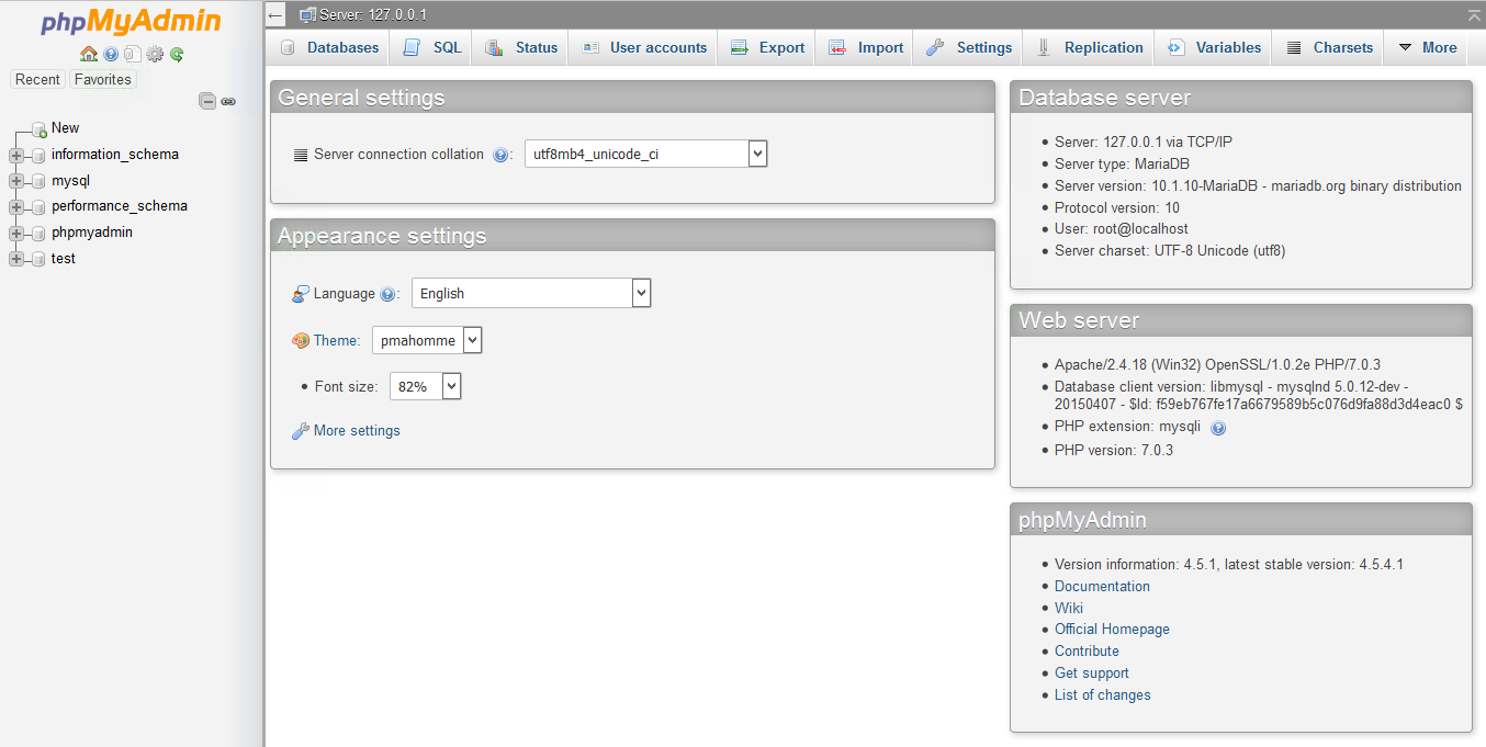 XAMPP Screenshot Dashboard